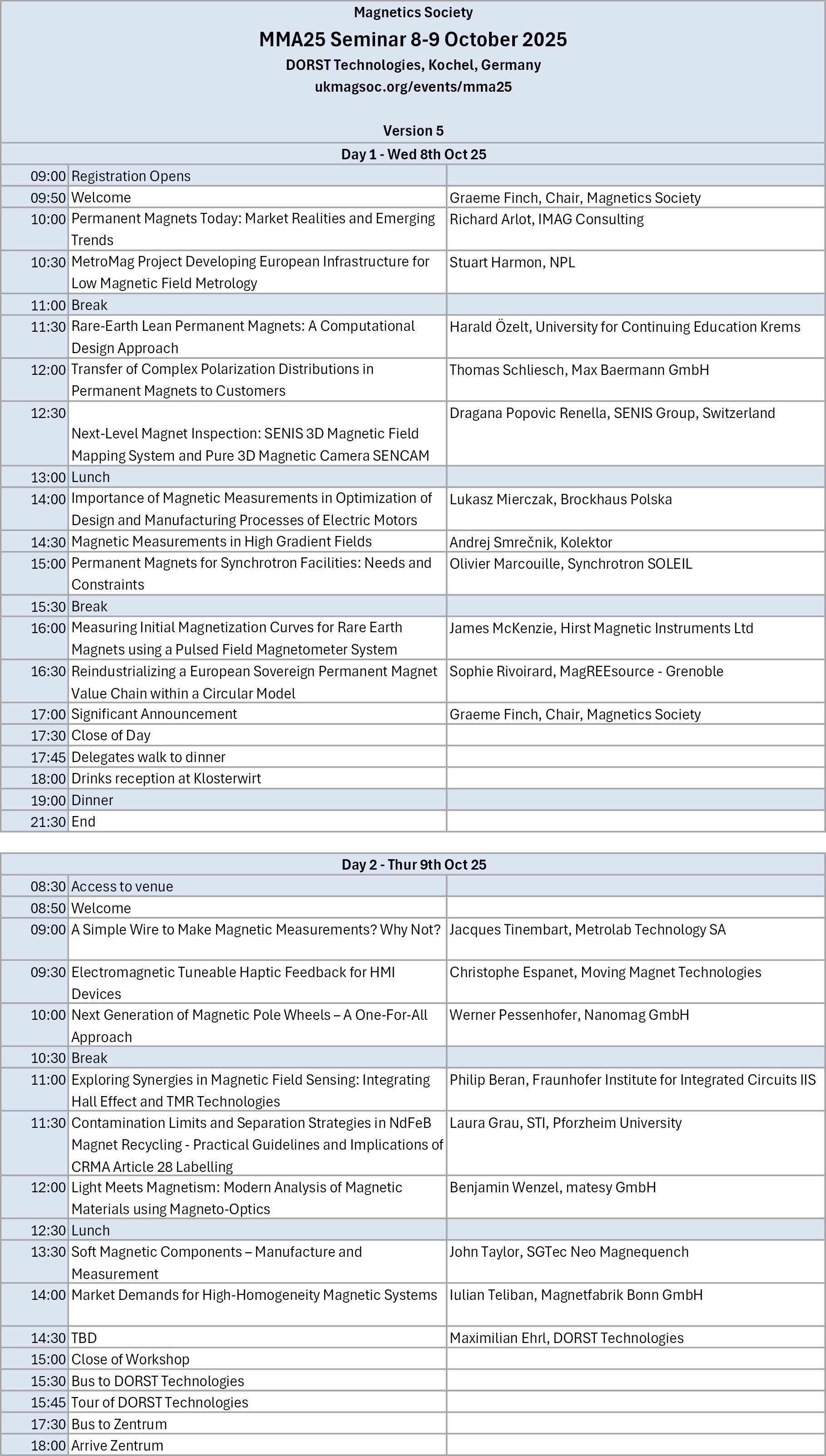 MMA 25 programme